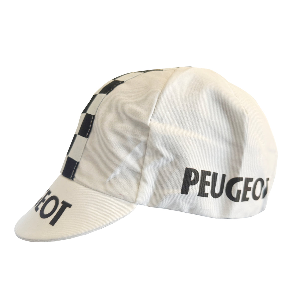 Peugeot Retro White Cotton Cycling Cap (oversized)