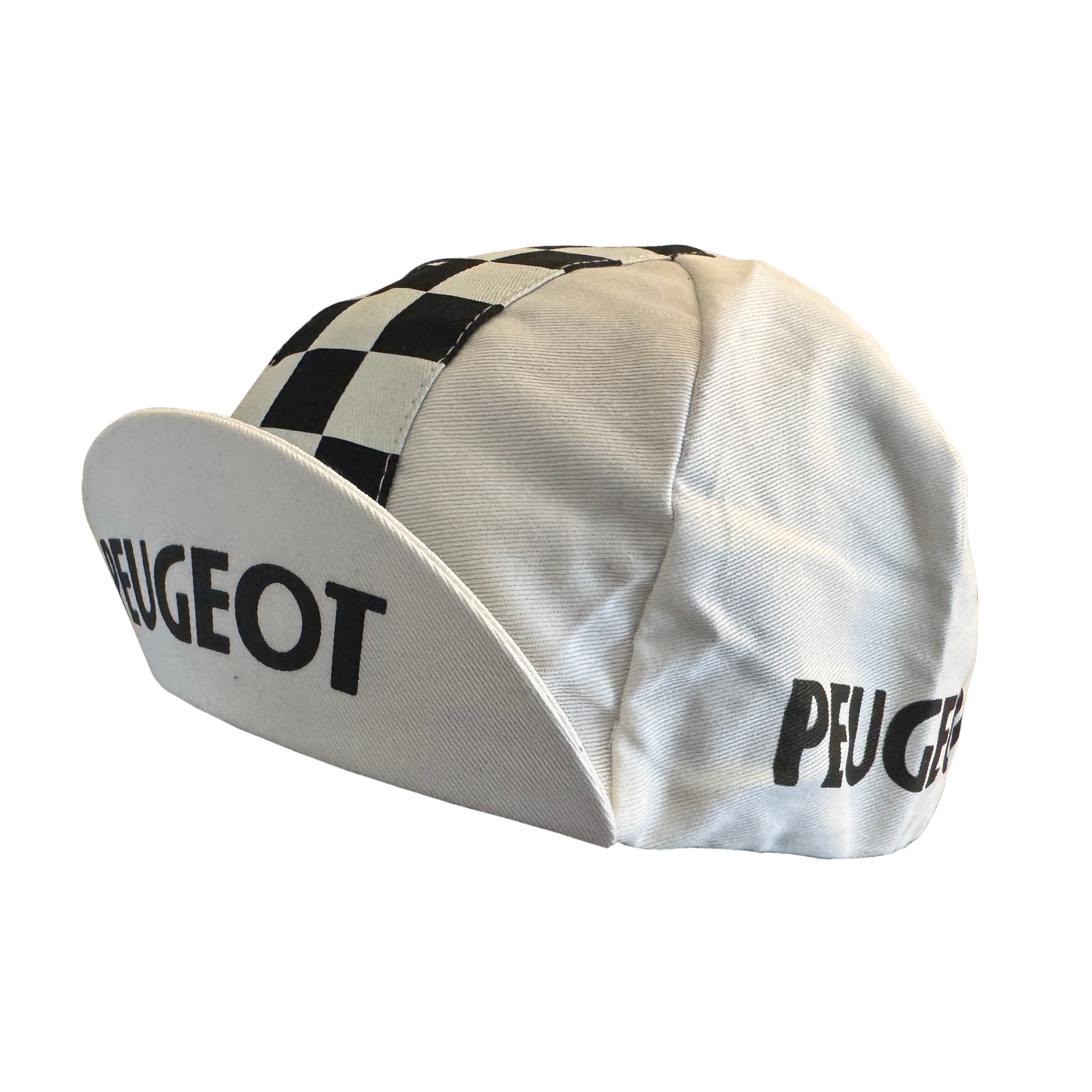 Peugeot Retro White Cotton Cycling Cap (oversized)