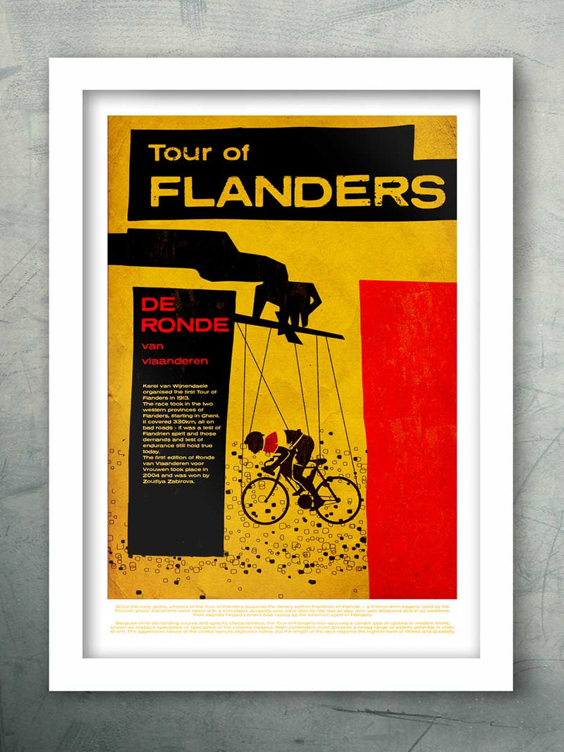 tour of flanders retro style cycling poster print