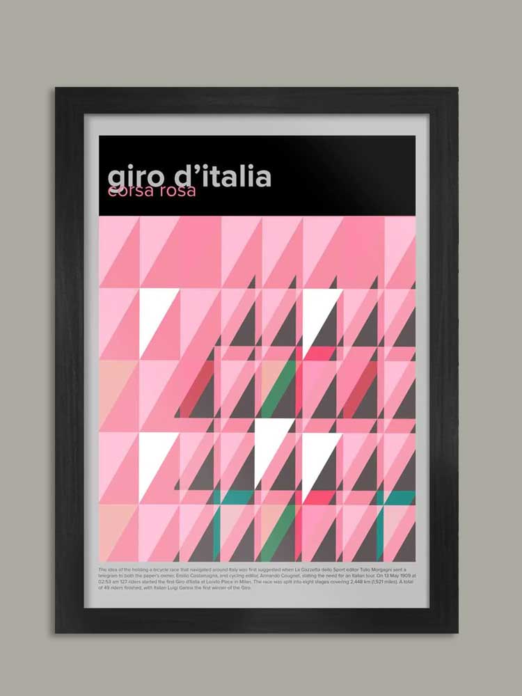 GIRO D&#39;ITALIA GEOMETRIC CYCLING POSTER PRINT