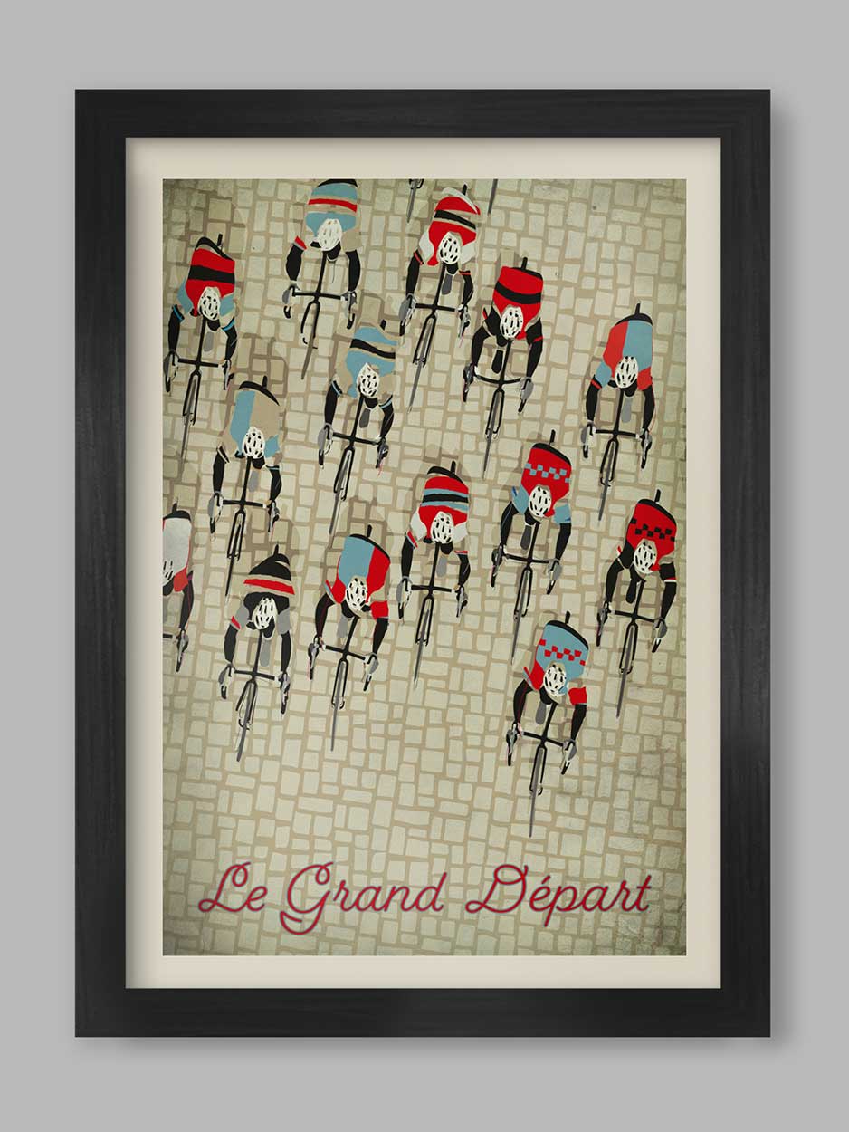 Le Grand Départ - Cycling Poster print. Retro styled art