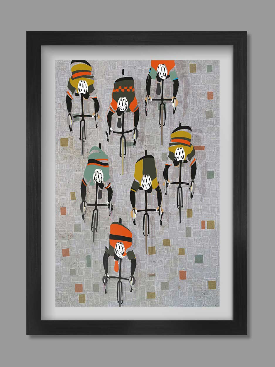 Over The Cobbles - Cycling Poster print