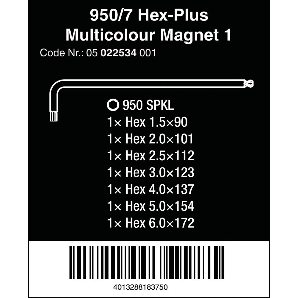 Wera 950/7 Hex-Plus Magnet Multi-Colour Set 7pc