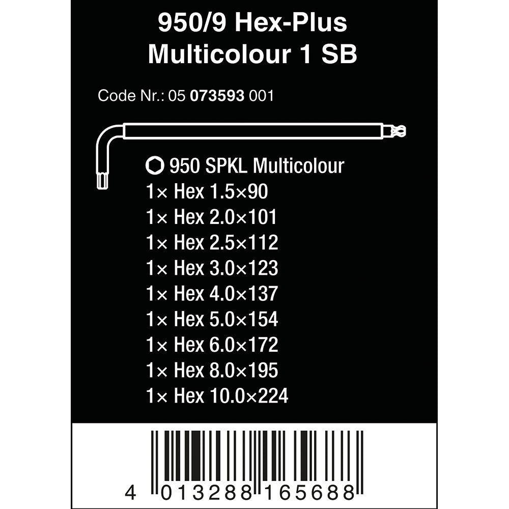 Wera 950/9 Hex-Plus L-key Set BlackLaser