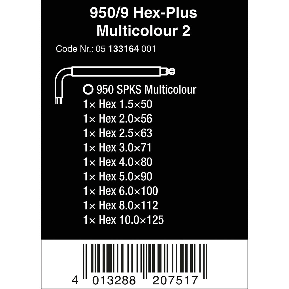 Wera 950/9 Hex-Plus Multicolour 2 L-key Set BlackLaser